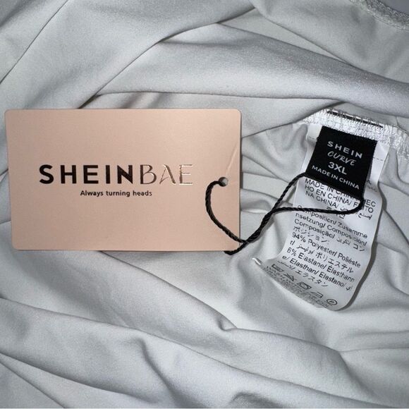 NWOT Solid White long Sleeve One Shoulder bodysuit size 3X overlay Top Dressy - Picture 7 of 11